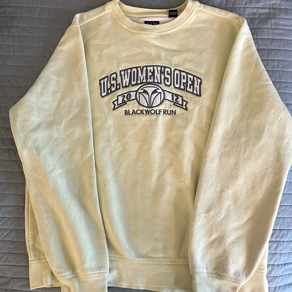 US Women’s Open, golf crewneck, pastel yellow, size large